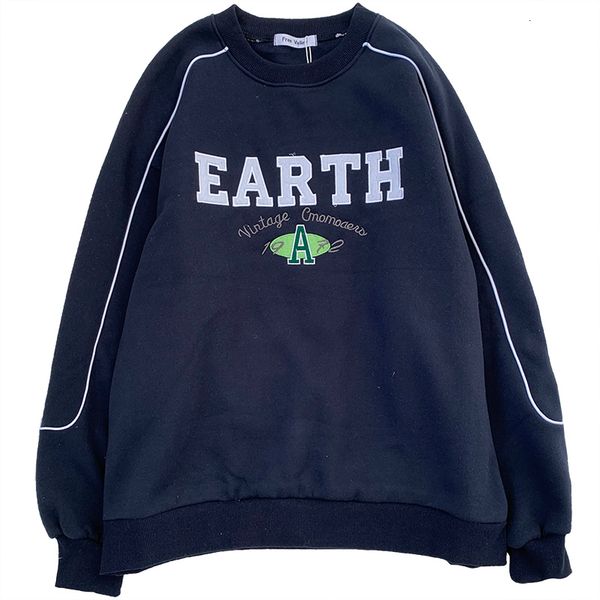 sweater embroidered crew neck woman sweatshirt ultra simple shirt contrast letter design line, White;black
sweater embroidered crew neck woman sweatshirt ultra simple shirt contrast letter design line, White;black