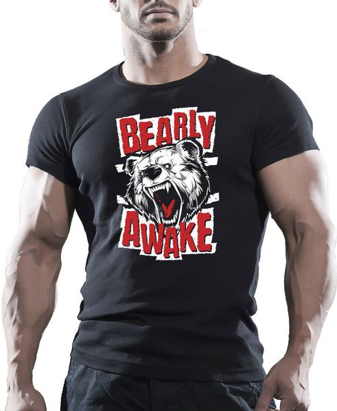 bearly awake mens mma gym bodybuilding motivation t-shirt beast clothing, White;black
bearly awake mens mma gym bodybuilding motivation t-shirt beast clothing, White;black