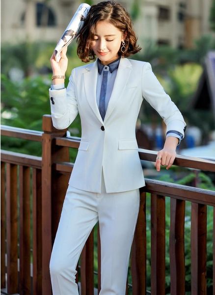 women's suits & blazers 2 piece set formal uniform designs pantsuits with pants and ladies office suit trousers women business, White;black
women's suits & blazers 2 piece set formal uniform designs pantsuits with pants and ladies office suit trousers women business, White;black