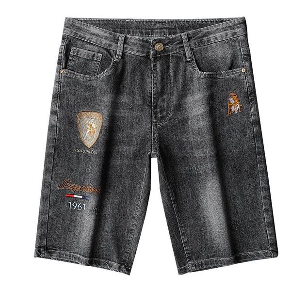 men's shorts summer jeans cotton slim elastic embroidered cow brand business fashion male classic style denim, White;black
men's shorts summer jeans cotton slim elastic embroidered cow brand business fashion male classic style denim, White;black