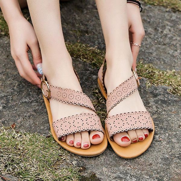 women summer casual flats sandals buckle strap open toe hollow out ladies slip-on shoes comfort female fashion footwear, Black 
women summer casual flats sandals buckle strap open toe hollow out ladies slip-on shoes comfort female fashion footwear, Black