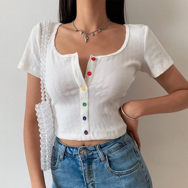 rainbow button comfortable u collar high waist navel short shirt women's slim sleeve blouse 8yt8 blouses & shirts, White
rainbow button comfortable u collar high waist navel short shirt women's slim sleeve blouse 8yt8 blouses & shirts, White