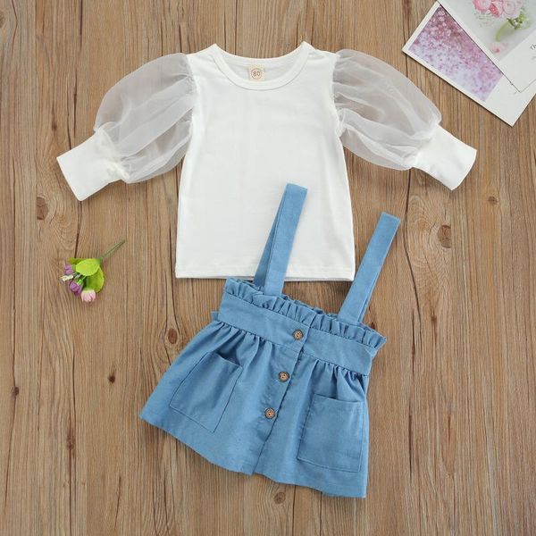 1-5years kid girls clothing set puff long sleeve white + strap dress for spring summer sets
1-5years kid girls clothing set puff long sleeve white + strap dress for spring summer sets