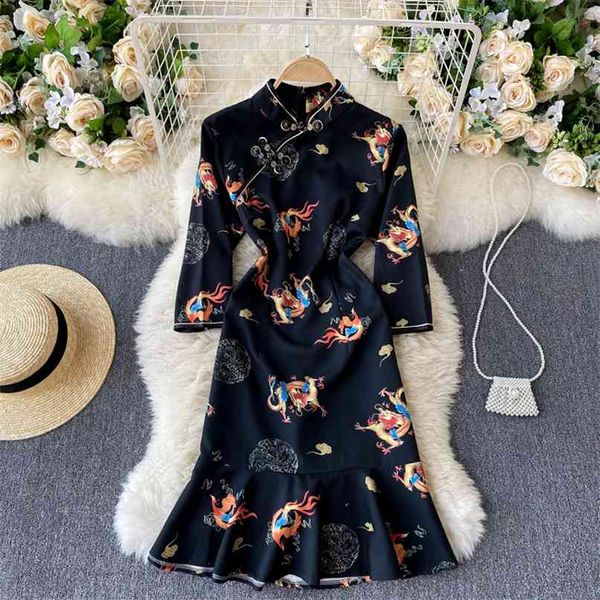women fashion improved dress lady spring retro stand neck totem print slim long sleeve elegant vestidos q979 210527, Black;gray
women fashion improved dress lady spring retro stand neck totem print slim long sleeve elegant vestidos q979 210527, Black;gray