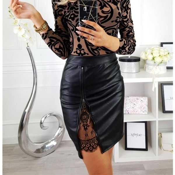 skirts office lady formal lace patchwork bodycon high waist zipper pu leather black summer fashion pencil1
skirts office lady formal lace patchwork bodycon high waist zipper pu leather black summer fashion pencil1