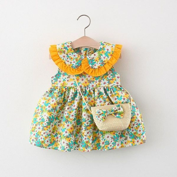 girl baby ruffled sleeveless flower chrysanthemum dress + knitted bow shoulder bag floral small sarong girl's dresses, Red;yellow
girl baby ruffled sleeveless flower chrysanthemum dress + knitted bow shoulder bag floral small sarong girl's dresses, Red;yellow