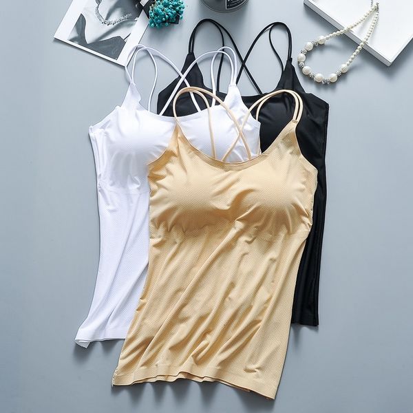 women's tanks & camis women spring summer padded bra spaghetti strap vest cami tank female camisole with built in y678 ny5f, White
women's tanks & camis women spring summer padded bra spaghetti strap vest cami tank female camisole with built in y678 ny5f, White