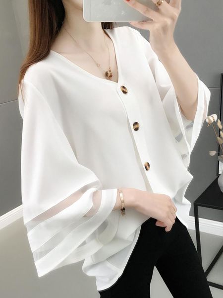 women's blouses & shirts v neck fashion loose blouse shirt women korean style chiffon casual elegant bluzka damska clothes bw50xf, White
women's blouses & shirts v neck fashion loose blouse shirt women korean style chiffon casual elegant bluzka damska clothes bw50xf, White