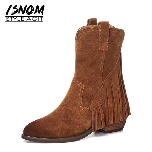 boots isnom women cow suede ankle round toe zip footwear wedges heel fashion fringe ladies chunky shoes winter 2021, Black
boots isnom women cow suede ankle round toe zip footwear wedges heel fashion fringe ladies chunky shoes winter 2021, Black