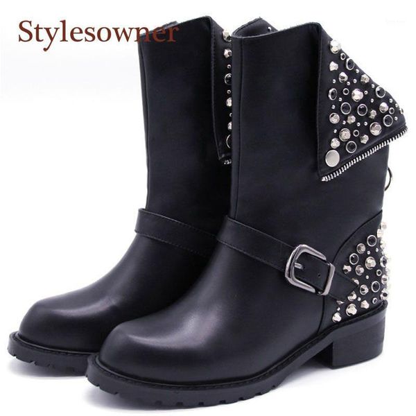 boots fashion rivet decor round toe square heel large size woman back zipper short motorcycle buckle straptrendy shoes1, Black
boots fashion rivet decor round toe square heel large size woman back zipper short motorcycle buckle straptrendy shoes1, Black