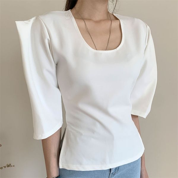 women's t-shirt loose short-sleeved zipper lady cotton split brief ol summer all-match puff sleeves chic solid t-shirts 6, White
women's t-shirt loose short-sleeved zipper lady cotton split brief ol summer all-match puff sleeves chic solid t-shirts 6, White