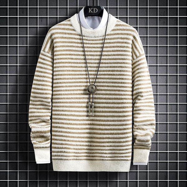 men's sweaters 2021 winter mink cashmere sweater men clothes striped mens christmas thick male pullovers keep warm pull homme 4xl, White;black
men's sweaters 2021 winter mink cashmere sweater men clothes striped mens christmas thick male pullovers keep warm pull homme 4xl, White;black