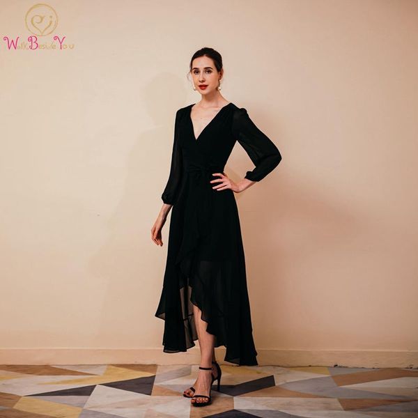 party dresses black evening 2021 stock chiffon 3/4 three quarter sleeves long a line short front back prom gowns, White;black
party dresses black evening 2021 stock chiffon 3/4 three quarter sleeves long a line short front back prom gowns, White;black