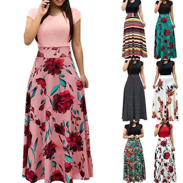casual dresses vintage floral print boho dress women matching short sleeve high waist long maxi party beach summer, Black;gray
casual dresses vintage floral print boho dress women matching short sleeve high waist long maxi party beach summer, Black;gray