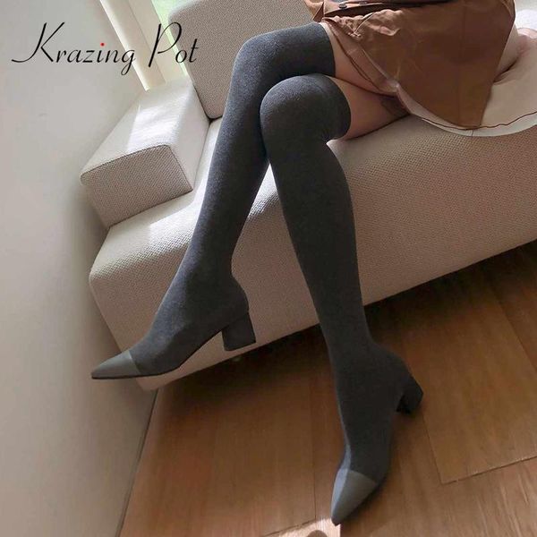 boots krazing pot sock gorgeous stretch fabric high square heels pointed toe slip on knitting big size over-the-knee l6f8, Black
boots krazing pot sock gorgeous stretch fabric high square heels pointed toe slip on knitting big size over-the-knee l6f8, Black