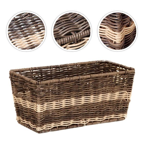 storage baskets 1pc deskbox imitation rattan-woven container office basket