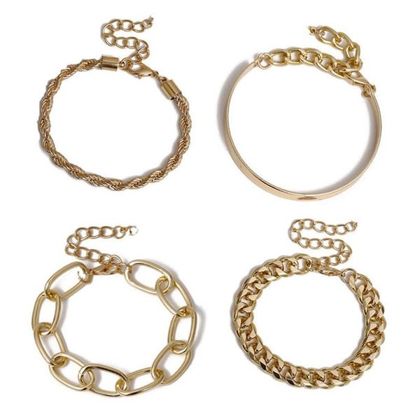 link, chain 4pcs/set punk curb cuban bracelets set for women miami boho thick gold color charm bangles fashion jewelry, Black
link, chain 4pcs/set punk curb cuban bracelets set for women miami boho thick gold color charm bangles fashion jewelry, Black