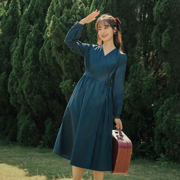 dress spring arrivals women's blue dress long v-neck retro style lantern sleeve a-line mid length skirt ss5p, Black;gray
dress spring arrivals women's blue dress long v-neck retro style lantern sleeve a-line mid length skirt ss5p, Black;gray