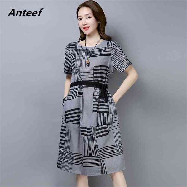 short sleeve cotton linen vintage plus size women casual loose midi summer dress elegant clothes ladies dresses sundress 210517, Black;gray
short sleeve cotton linen vintage plus size women casual loose midi summer dress elegant clothes ladies dresses sundress 210517, Black;gray