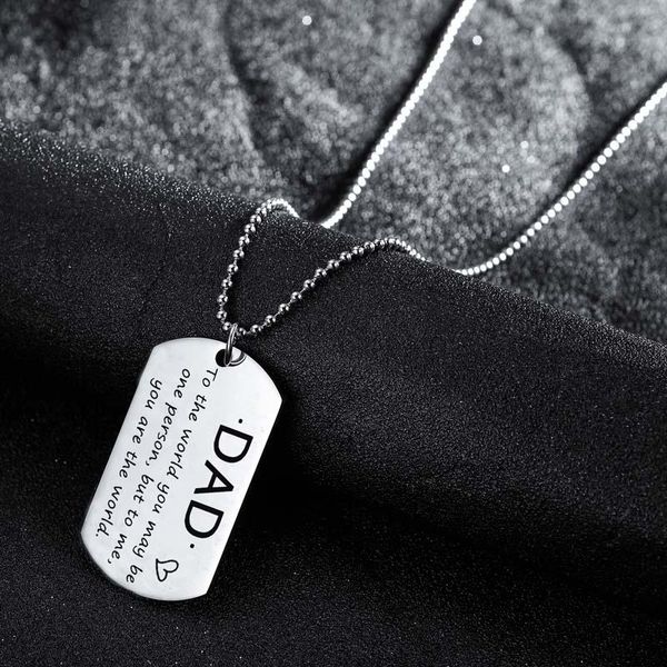 pendant necklaces father's day gifts dad to the world you may be one person but me are necklace stainless steel dog tag, Silver
pendant necklaces father's day gifts dad to the world you may be one person but me are necklace stainless steel dog tag, Silver