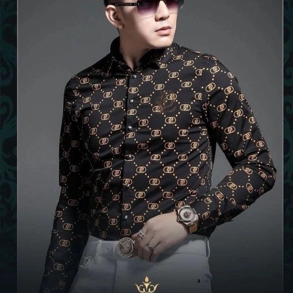 men's casual shirts high-end plaid long-sleeved shirt, slim-fit lapel printed pattern shirt clothes button down, White;black
men's casual shirts high-end plaid long-sleeved shirt, slim-fit lapel printed pattern shirt clothes button down, White;black