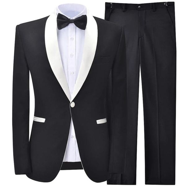 men's suits & blazers 2021 casual boutique business interview professional suit trousers / male wedding groomsmen jacket pants 2 pcs se, White;black