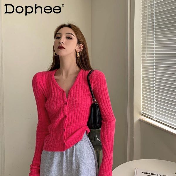women's knits & tees slim-fit long-sleeved v-neck knitted cardigan spring all-match fashion gentle style sweater solid colour knitwear, White
women's knits & tees slim-fit long-sleeved v-neck knitted cardigan spring all-match fashion gentle style sweater solid colour knitwear, White