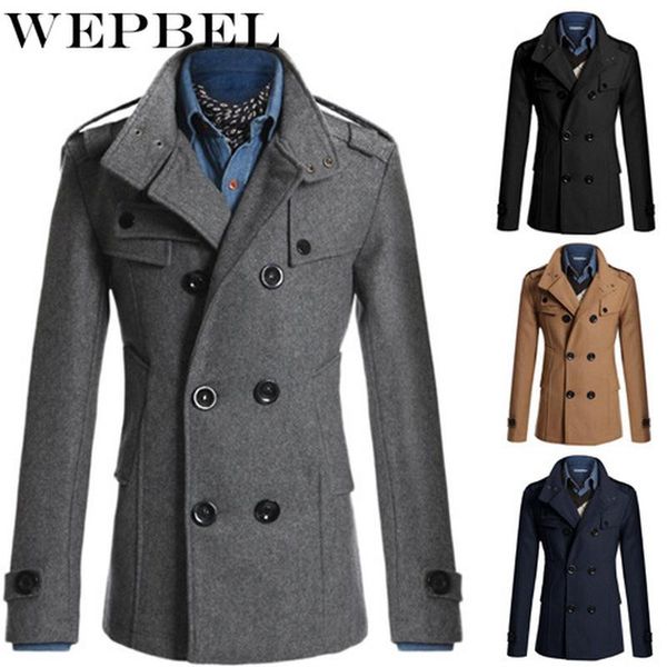men's wool & blends wepbel men winter fashion high collar windbreaker jacket keep warm slim fit double breasted trench coat, Black
men's wool & blends wepbel men winter fashion high collar windbreaker jacket keep warm slim fit double breasted trench coat, Black