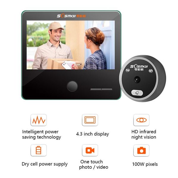 doorbells home security digital doorbell 4.3 inch smart peephole hd camera electronic cat eye with night vision
doorbells home security digital doorbell 4.3 inch smart peephole hd camera electronic cat eye with night vision
