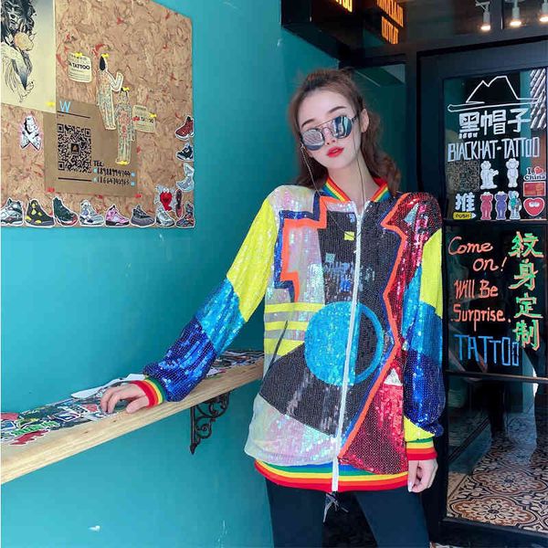 chicatwill streetwear hip sequined plus size outerwear geometric europe spring autumn women jacket coats, Black;brown
chicatwill streetwear hip sequined plus size outerwear geometric europe spring autumn women jacket coats, Black;brown
