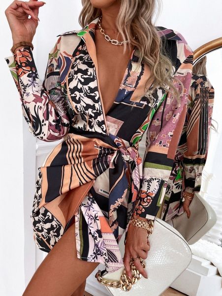 floral & horse print tie side wrap dress q9hi#, Black;gray 
floral & horse print tie side wrap dress q9hi#, Black;gray