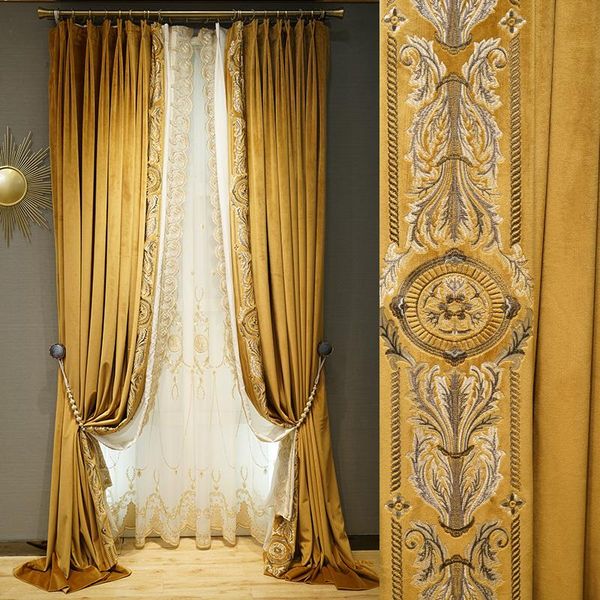 european style living room atmosphere curtain embroidery light luxury velvet retro golden coffee bedroom shading french & drapes
european style living room atmosphere curtain embroidery light luxury velvet retro golden coffee bedroom shading french & drapes