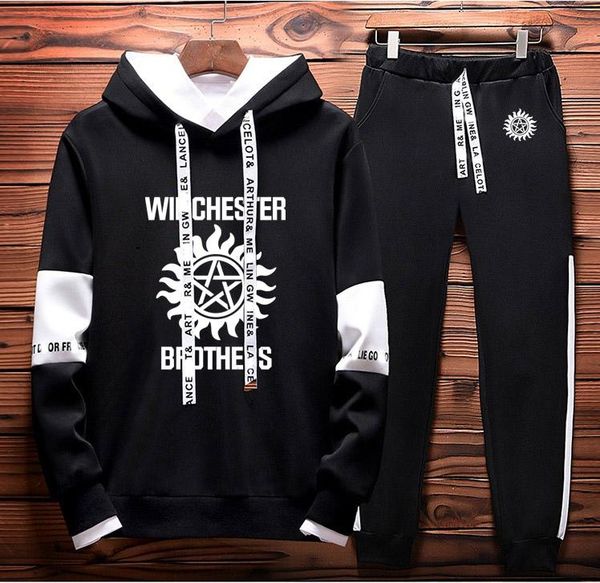 men's tracksuits spring autumn hoodie winchester brothers print casual cotton sweatshirt + sweatpants 2-piece suit, Gray
men's tracksuits spring autumn hoodie winchester brothers print casual cotton sweatshirt + sweatpants 2-piece suit, Gray