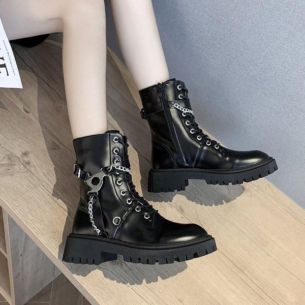 boots black women punk style metal chain motorcycle pu leather ankle platform botines mujer 2021
boots black women punk style metal chain motorcycle pu leather ankle platform botines mujer 2021