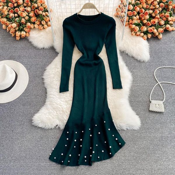 casual dresses elastic knitted bodycon dress women autumn winter nail bead waist thin buttock girls irregular fishtail green, Black;gray
casual dresses elastic knitted bodycon dress women autumn winter nail bead waist thin buttock girls irregular fishtail green, Black;gray