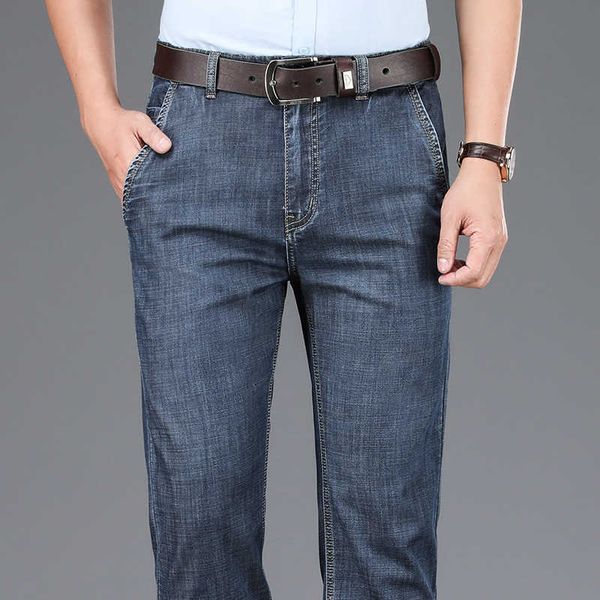 jeans tencel men's loose straight busins wear high waist stretch in spring and summer of 2021, Blue
jeans tencel men's loose straight busins wear high waist stretch in spring and summer of 2021, Blue