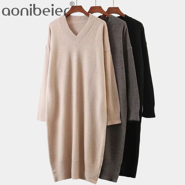aonibeier v neck long sleeve sweater dress 2021 winter women knitted casual straight above knee mini dresses jumpers women's sweaters, White;black
aonibeier v neck long sleeve sweater dress 2021 winter women knitted casual straight above knee mini dresses jumpers women's sweaters, White;black