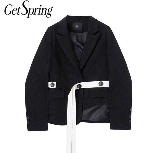 getspring women blazer patchwork color matching blazers jackets asymmetry black vintage short s long sleeve 210601, White;black
getspring women blazer patchwork color matching blazers jackets asymmetry black vintage short s long sleeve 210601, White;black
