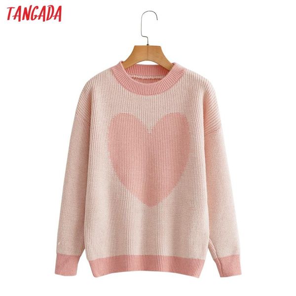 women's sweaters tangada women 2021 fashion pink heart knitted sweater jumper o neck female oversize pullovers chic bc152, White;black
women's sweaters tangada women 2021 fashion pink heart knitted sweater jumper o neck female oversize pullovers chic bc152, White;black