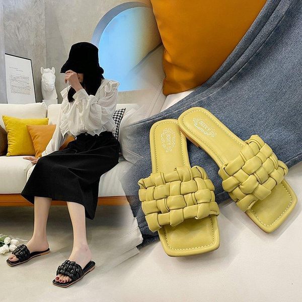 slippers pu woven female summer casual flat-bottomed square head solid color outside wear rubber sole flat slides, Black
slippers pu woven female summer casual flat-bottomed square head solid color outside wear rubber sole flat slides, Black