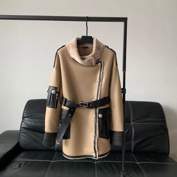 women's fur & faux winter 2021 integrated coat long leather lamb slimming women coats jackets, Black
women's fur & faux winter 2021 integrated coat long leather lamb slimming women coats jackets, Black