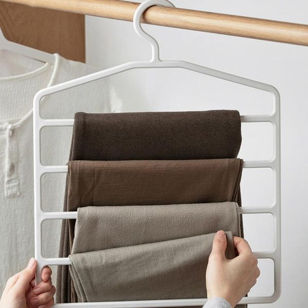 china sales four layers plastic pants rack white multi-functional wardrobe closet storage clothes scarfs organizer hangers & racks