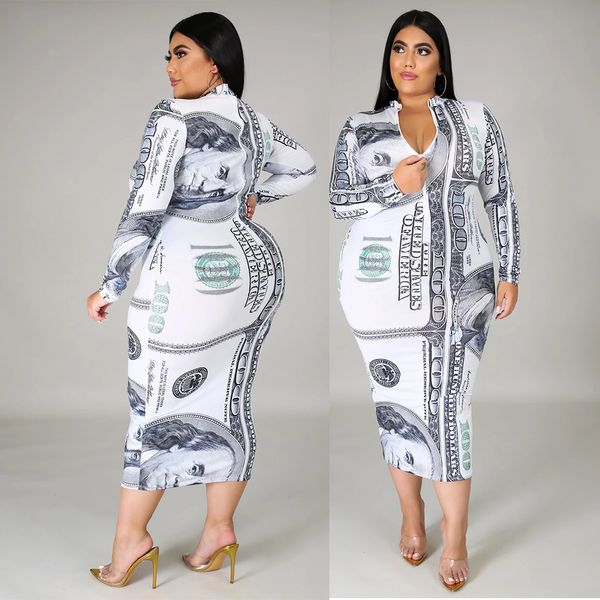 plus size money long dress dollar print women long sleeve zipper v ne bodycon elegant dresses party club 4xl 5xl clothesb, Black;white
plus size money long dress dollar print women long sleeve zipper v ne bodycon elegant dresses party club 4xl 5xl clothesb, Black;white