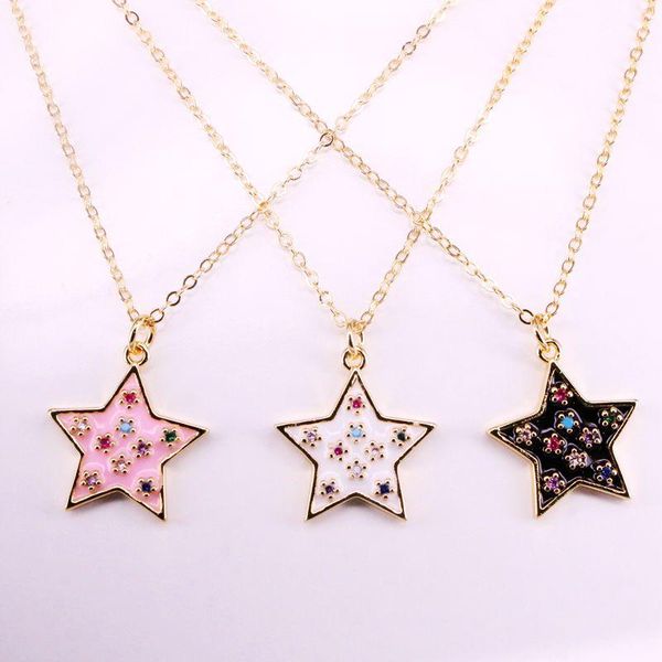 pendant necklaces 6pcs, enamel star charm gold color with cz paved necklace for women girl, Silver
pendant necklaces 6pcs, enamel star charm gold color with cz paved necklace for women girl, Silver