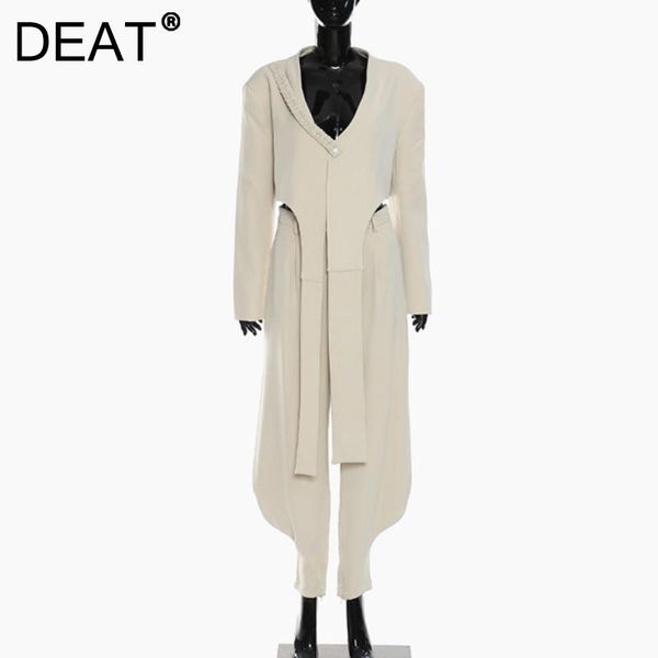 women's two piece pants deat 2021 women fashion v-neck long sleeve single button asymmetrical short jacket and high waist autumn winter, White
women's two piece pants deat 2021 women fashion v-neck long sleeve single button asymmetrical short jacket and high waist autumn winter, White