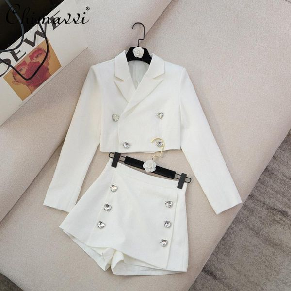 women's tracksuits 2021 fall clothing fashion collar long sleeve heavy rhinestone suit jacket high waist slimming shorts simple outfit, Gray
women's tracksuits 2021 fall clothing fashion collar long sleeve heavy rhinestone suit jacket high waist slimming shorts simple outfit, Gray