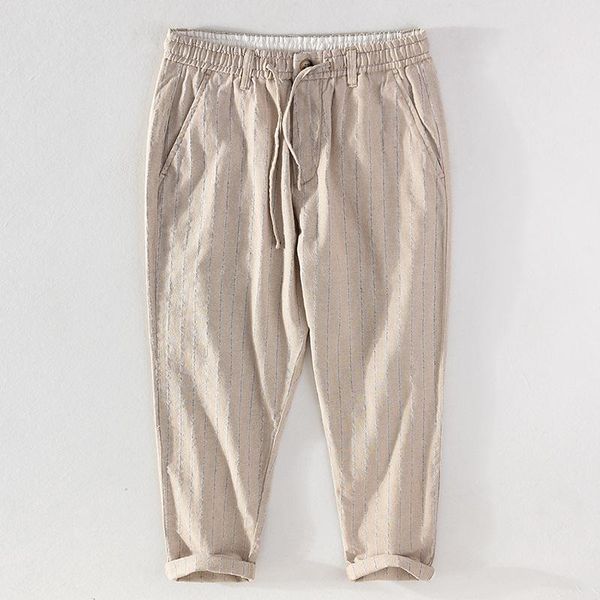 men's pants men clothing 2021 summer striped wide-leg casual harlan cotton linen elastic waist nine-point, Black
men's pants men clothing 2021 summer striped wide-leg casual harlan cotton linen elastic waist nine-point, Black