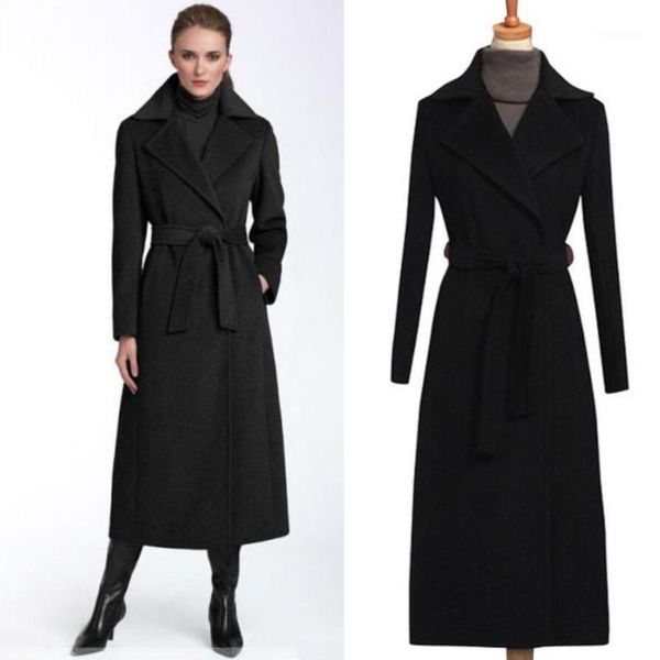women's wool & blends 2021 autumn winter turn down collar woolen coat long outerwear fashion black trench belted r1401
women's wool & blends 2021 autumn winter turn down collar woolen coat long outerwear fashion black trench belted r1401