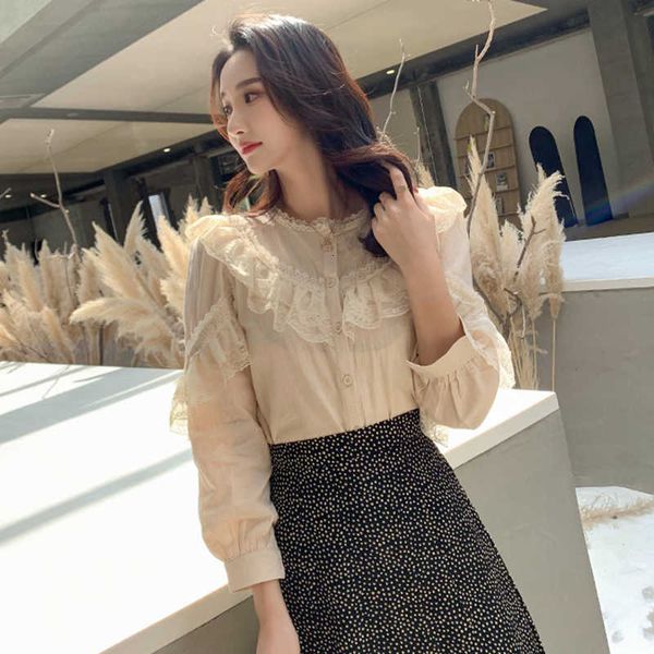 women's blouses & shirts spring blouse korean o-neck lace cotton line plus size casual single breasted loose vintage office l, White
women's blouses & shirts spring blouse korean o-neck lace cotton line plus size casual single breasted loose vintage office l, White