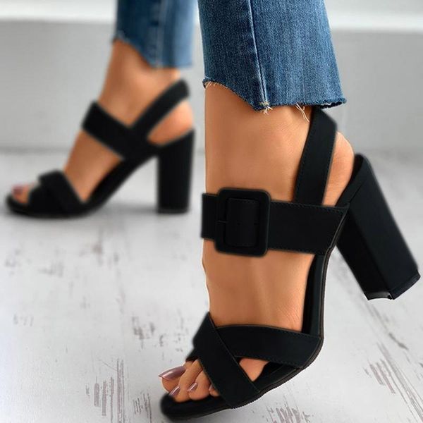 sandals summer women's versatile open-toe high-heeled with one buckle thick heel plus size shoes, Black
sandals summer women's versatile open-toe high-heeled with one buckle thick heel plus size shoes, Black